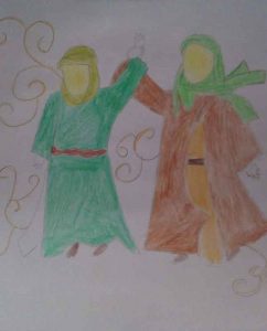 نقاشی با موضوع عید غدیر کاری ازفاطمه سادات حسینی 7 ساله از تهران